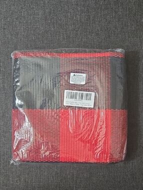 💥Red and Black Woven Check Door Mat - Stylish Entry Accent